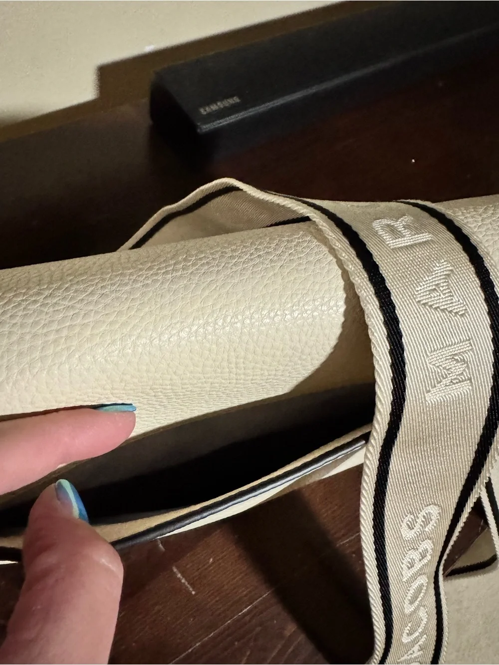 Marc Jacobs Cream Pebbled Leather Crossbody with Branded Web Strap
